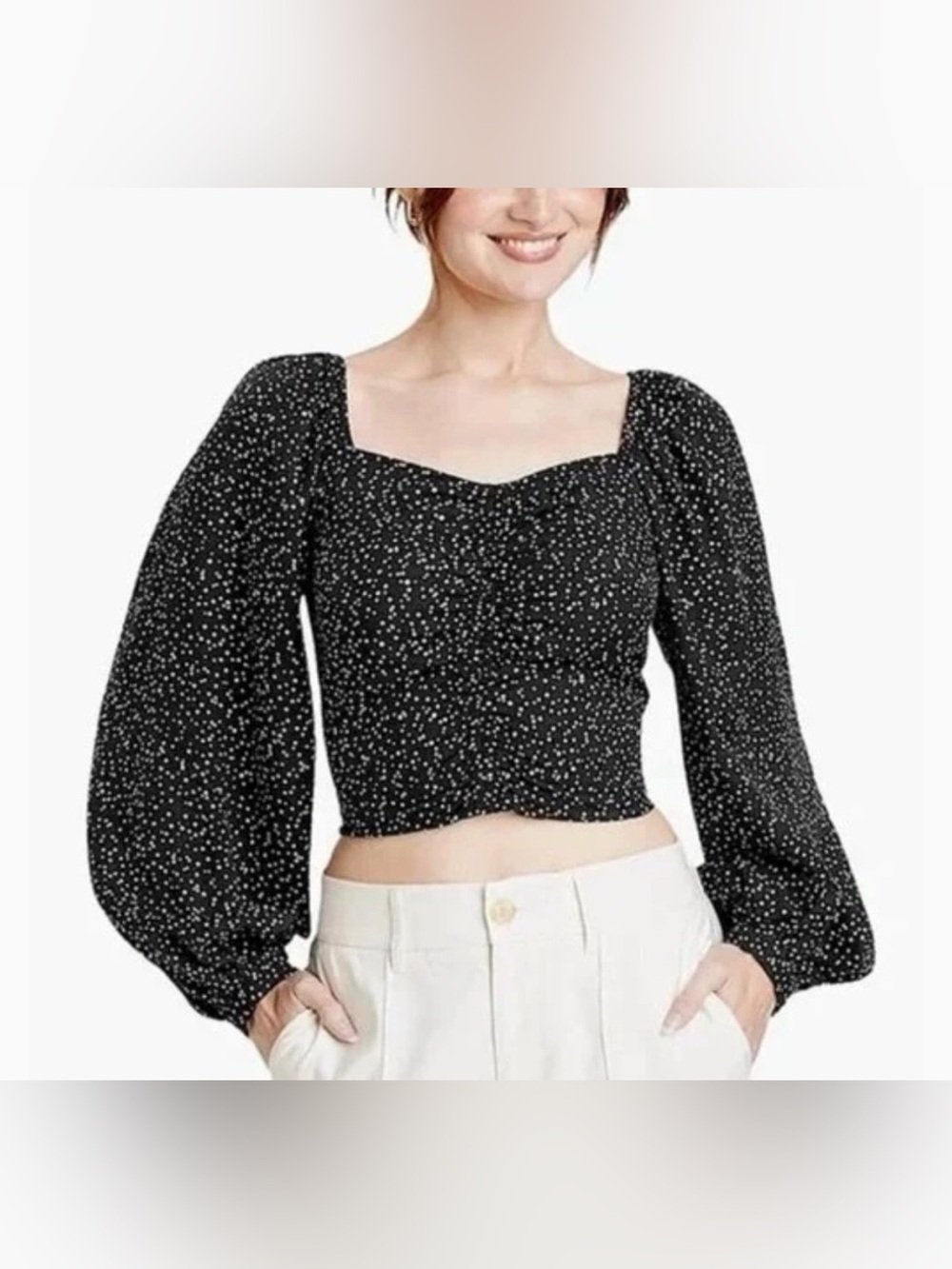 a new day Black Dot Print Top